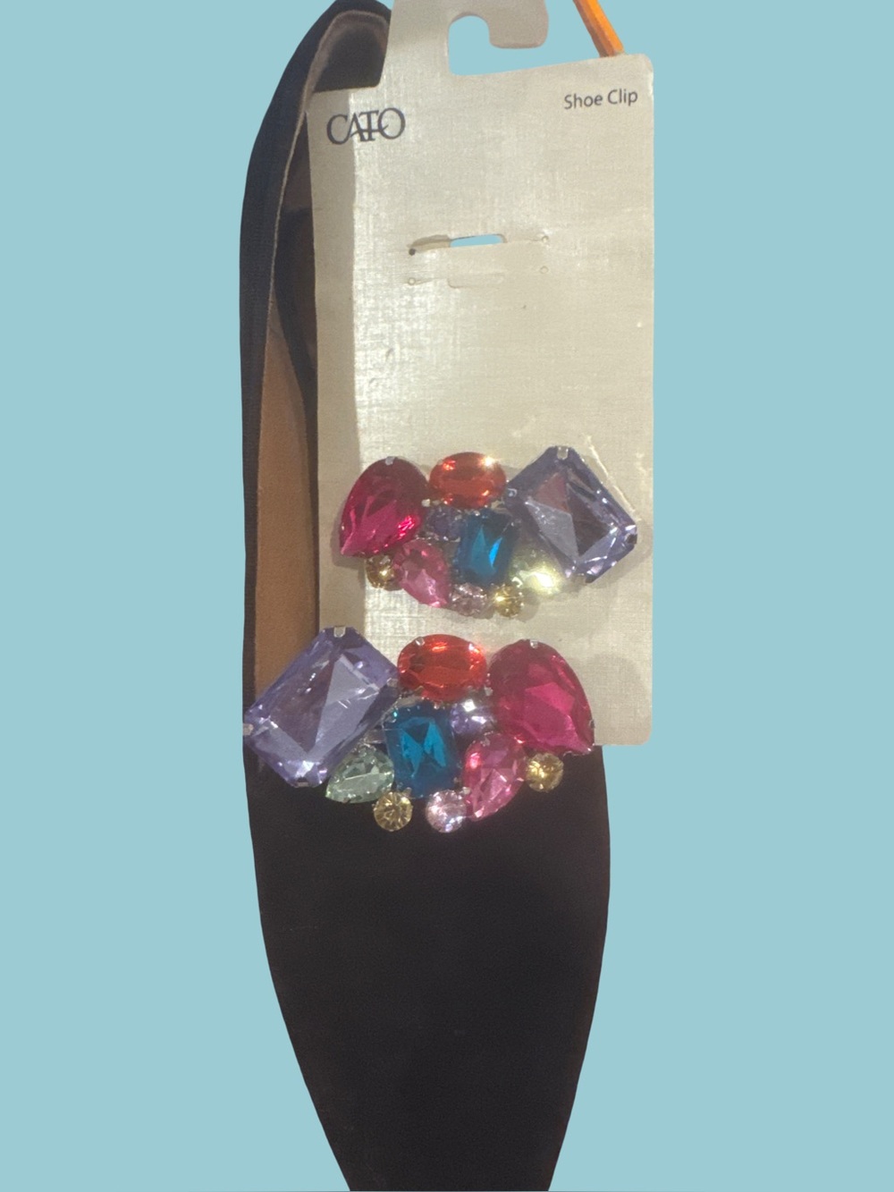 Cato Multicolor Jeweled Shoe Clips - Pink, Purple, Blue Accents